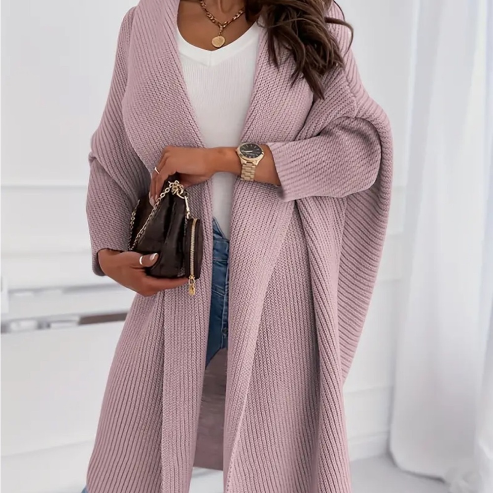 Women's Pink Open-Front Sweater